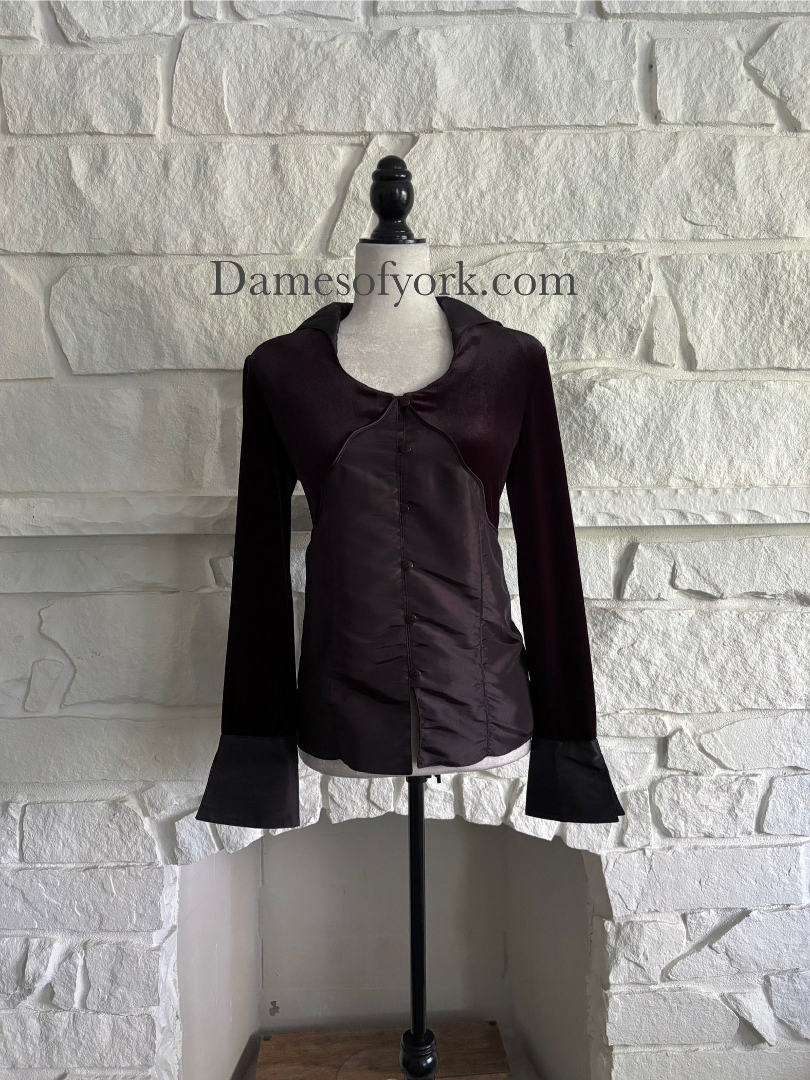 Velvet Contrast Panel Blouse