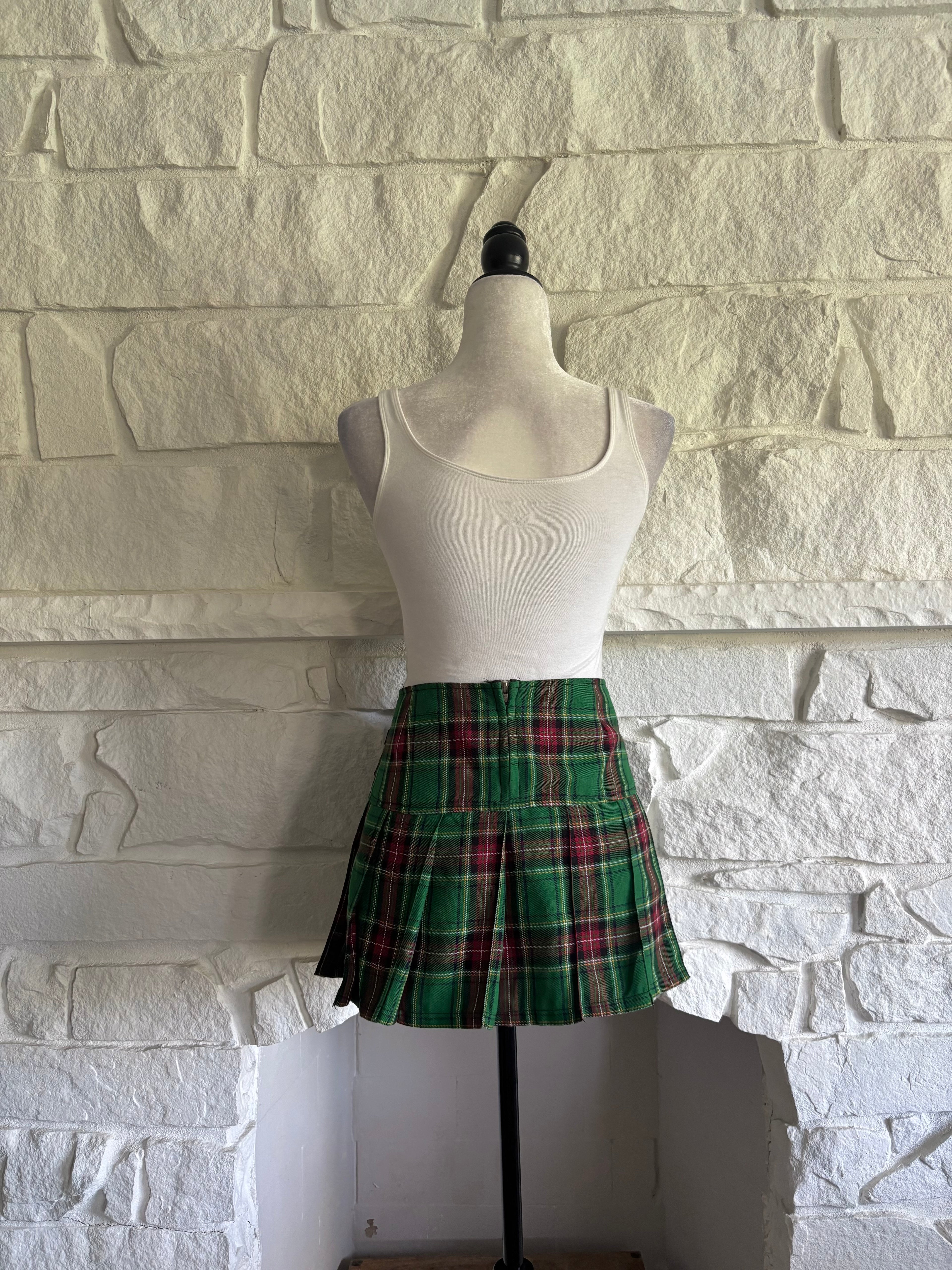 Pleated Mini Skirt with Punk Belt