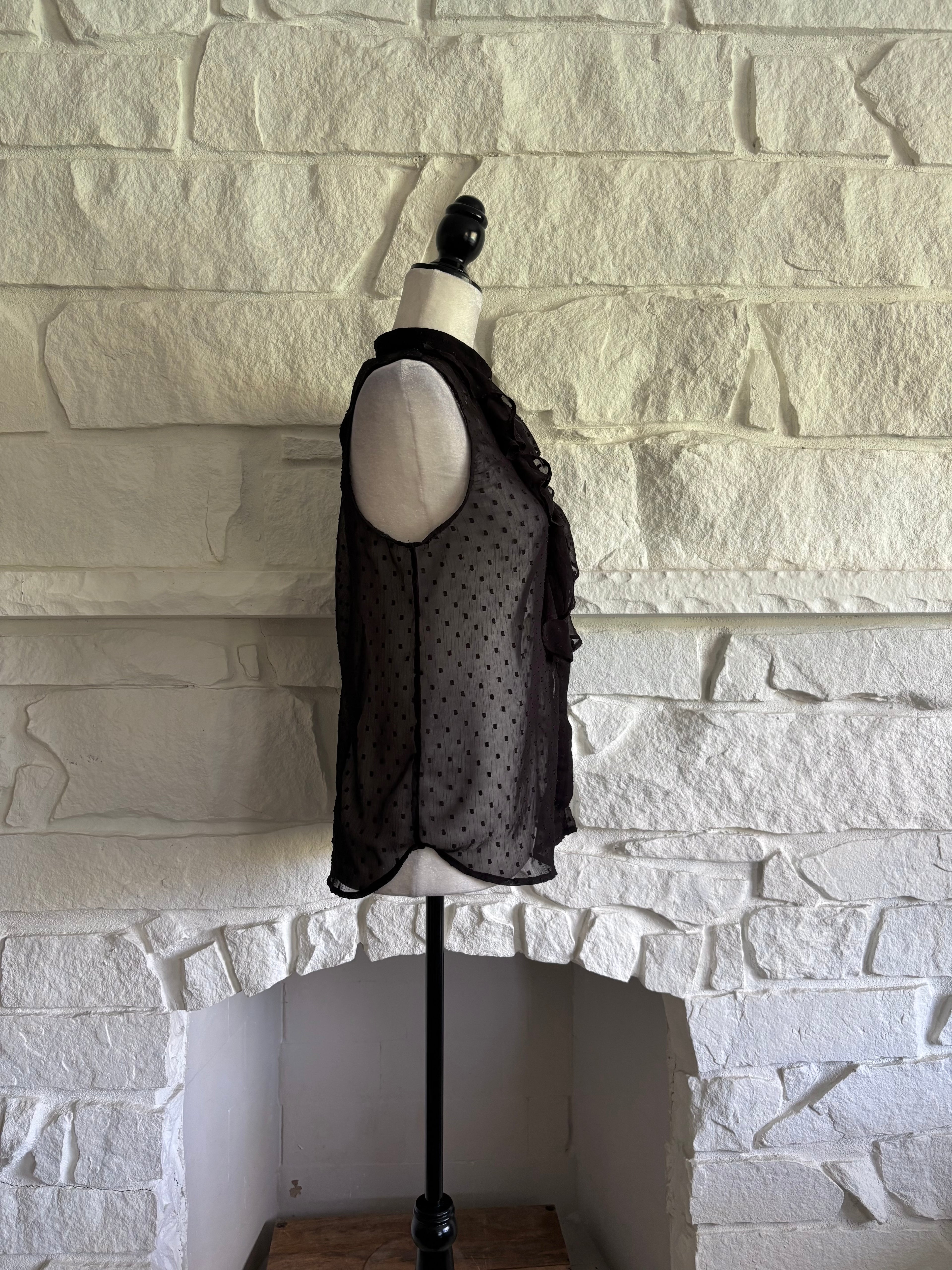 Sheer Polka Dot Sleeveless Blouse