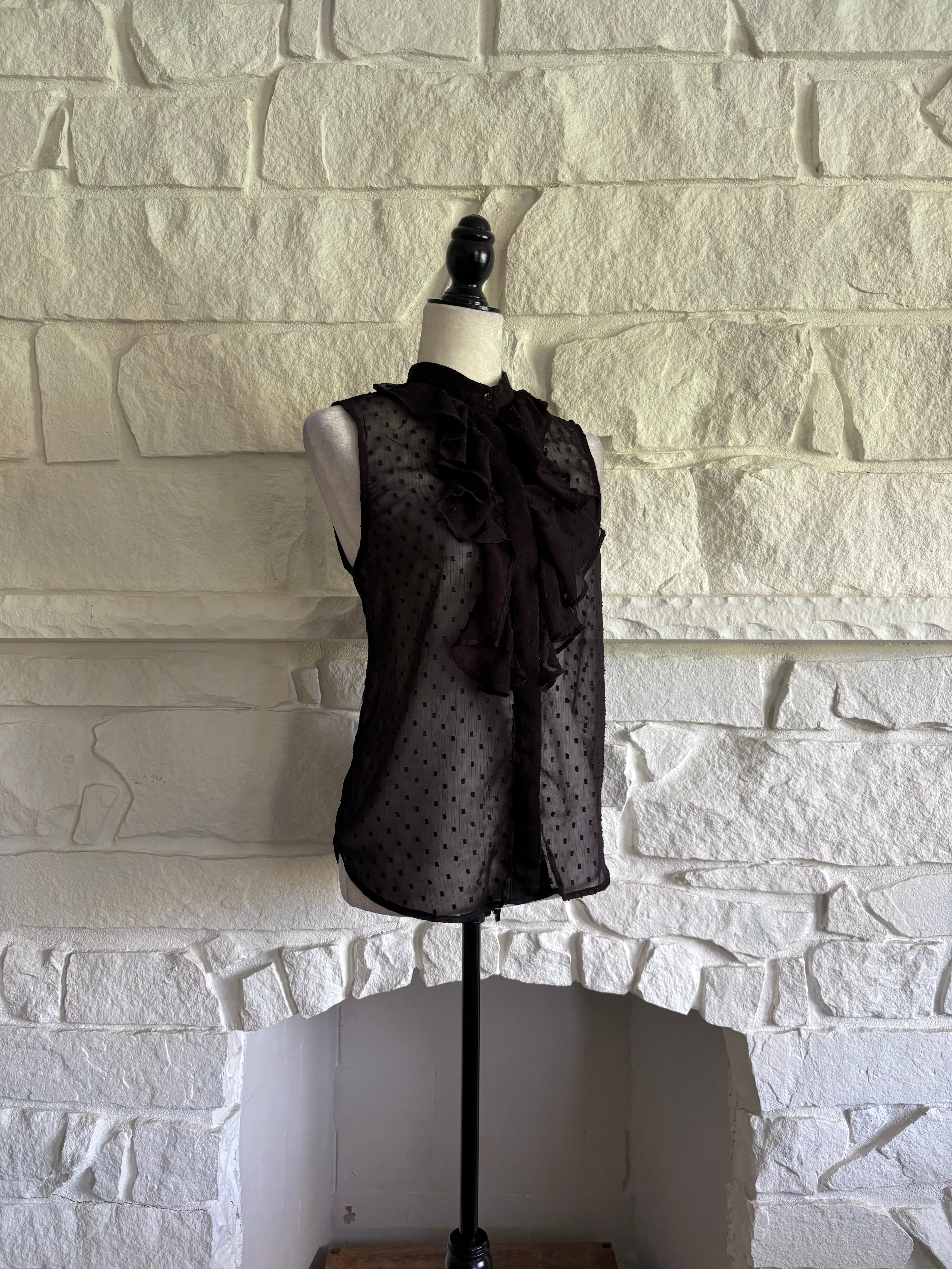 Sheer Polka Dot Sleeveless Blouse