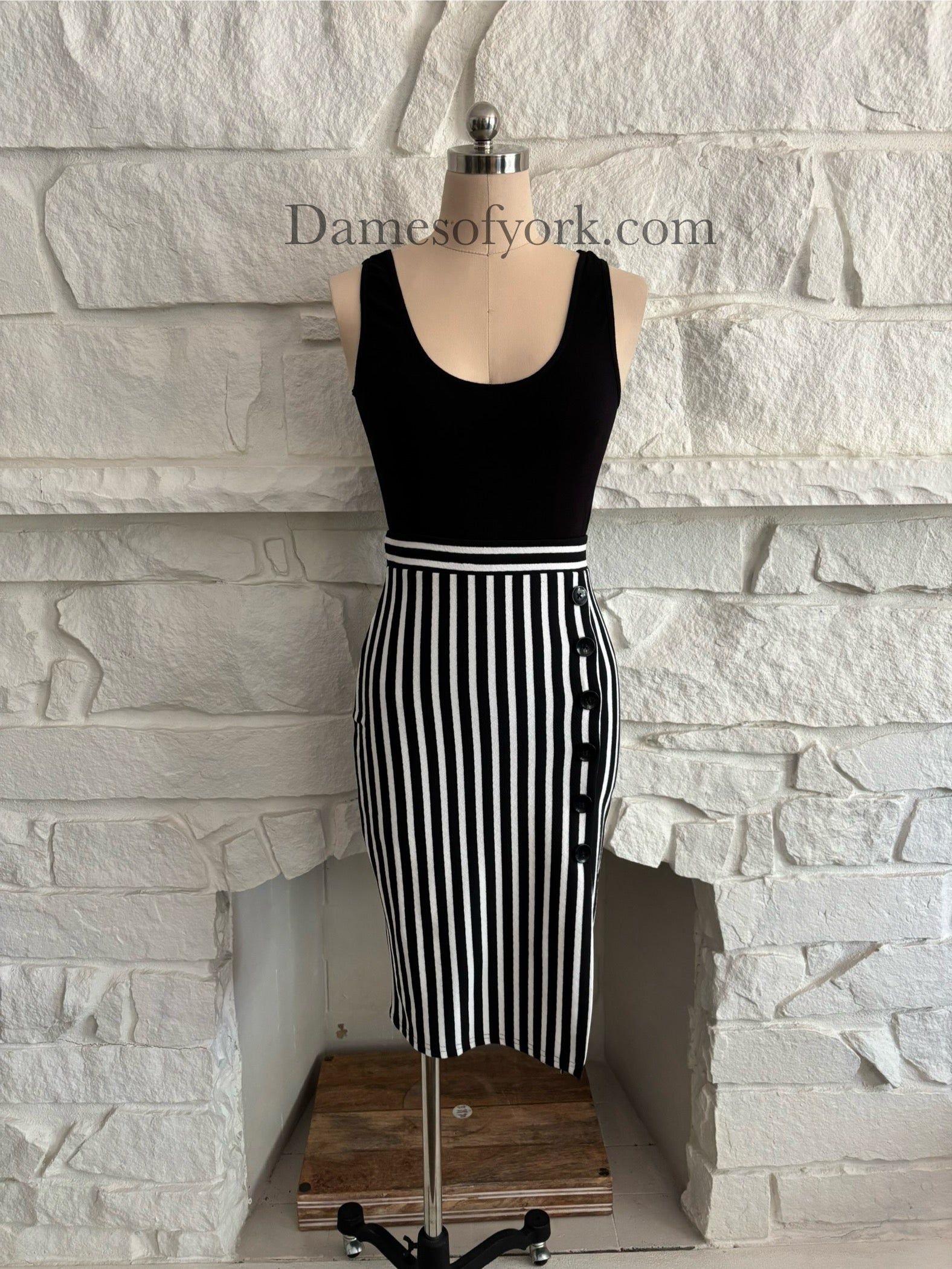 Black and White Striped Skirt