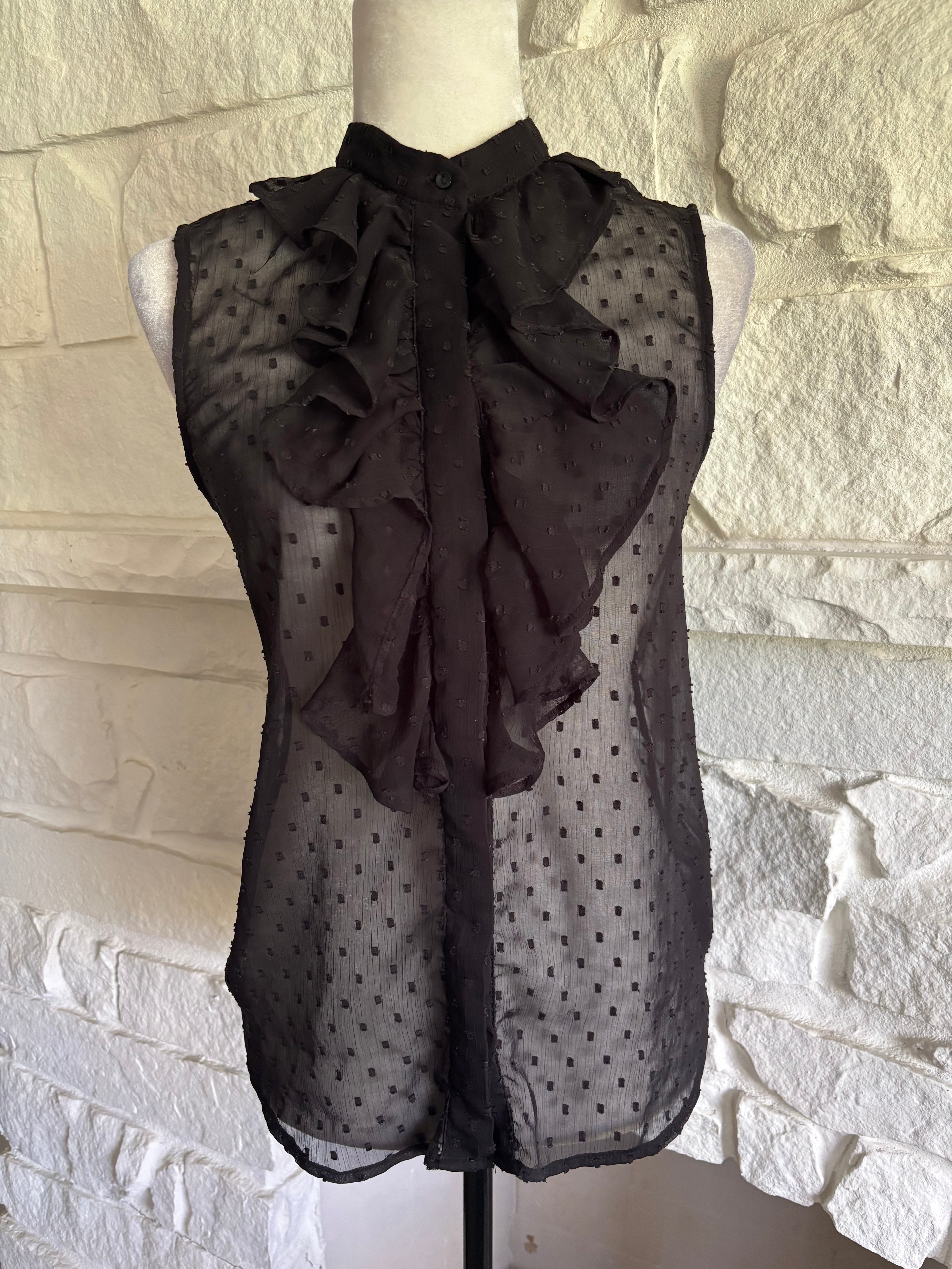 Sheer Polka Dot Sleeveless Blouse