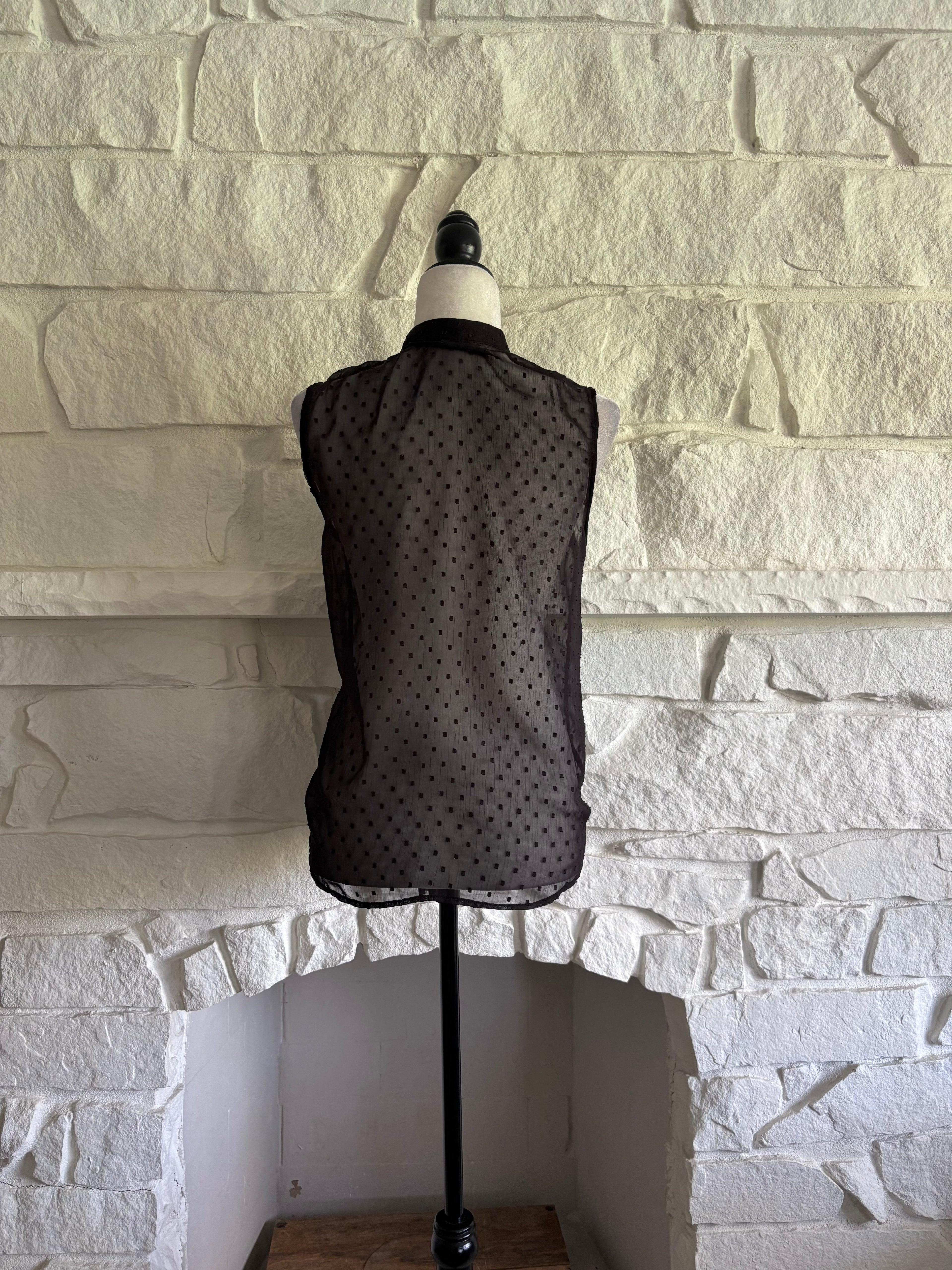 Sheer Polka Dot Sleeveless Blouse