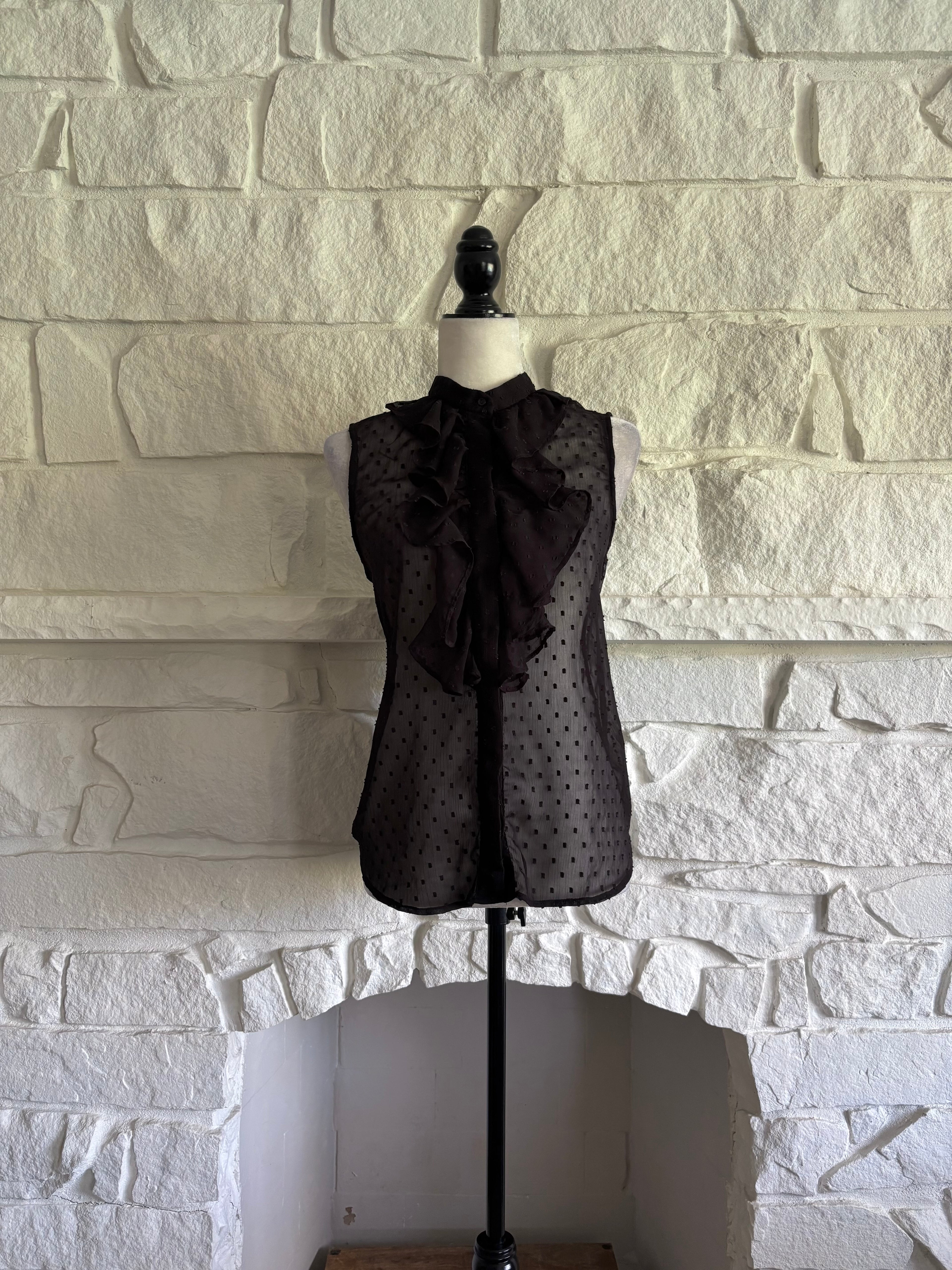 Sheer Polka Dot Sleeveless Blouse