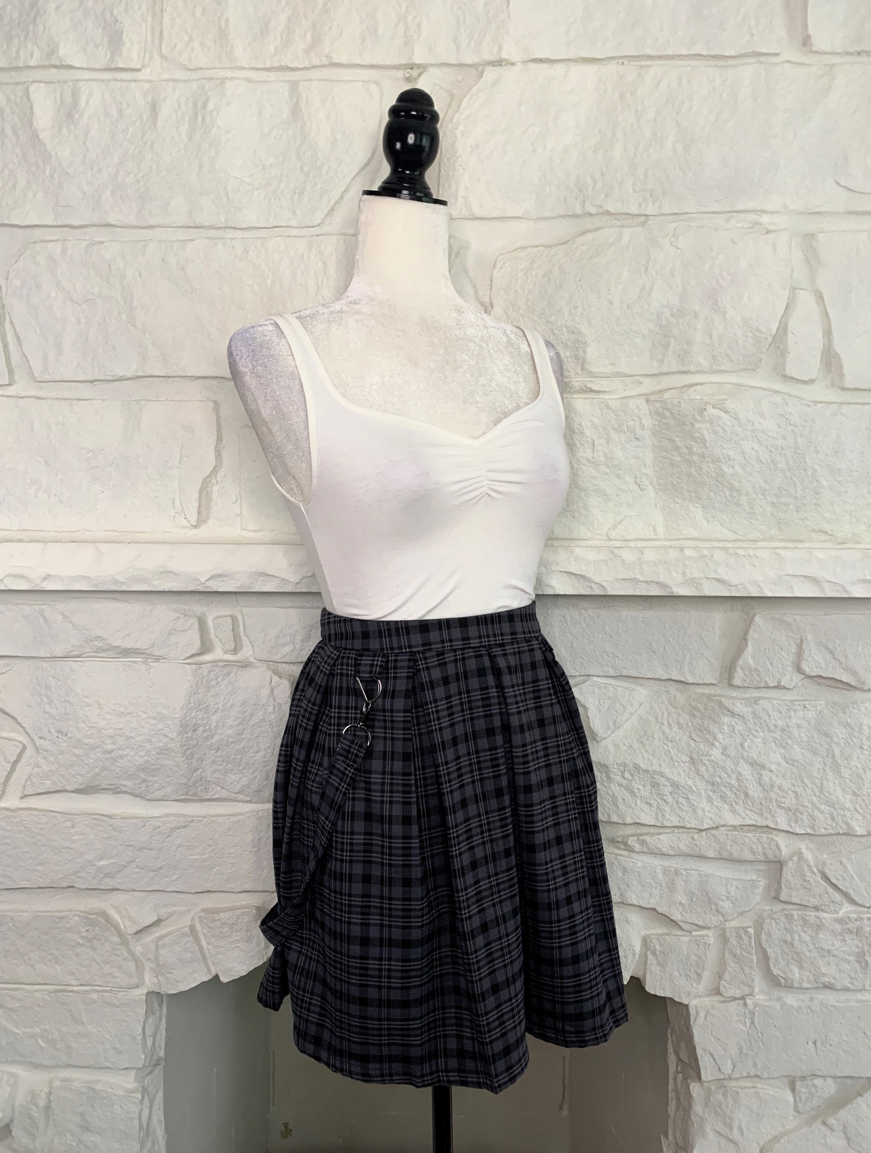 Plaid Suspender Skirt