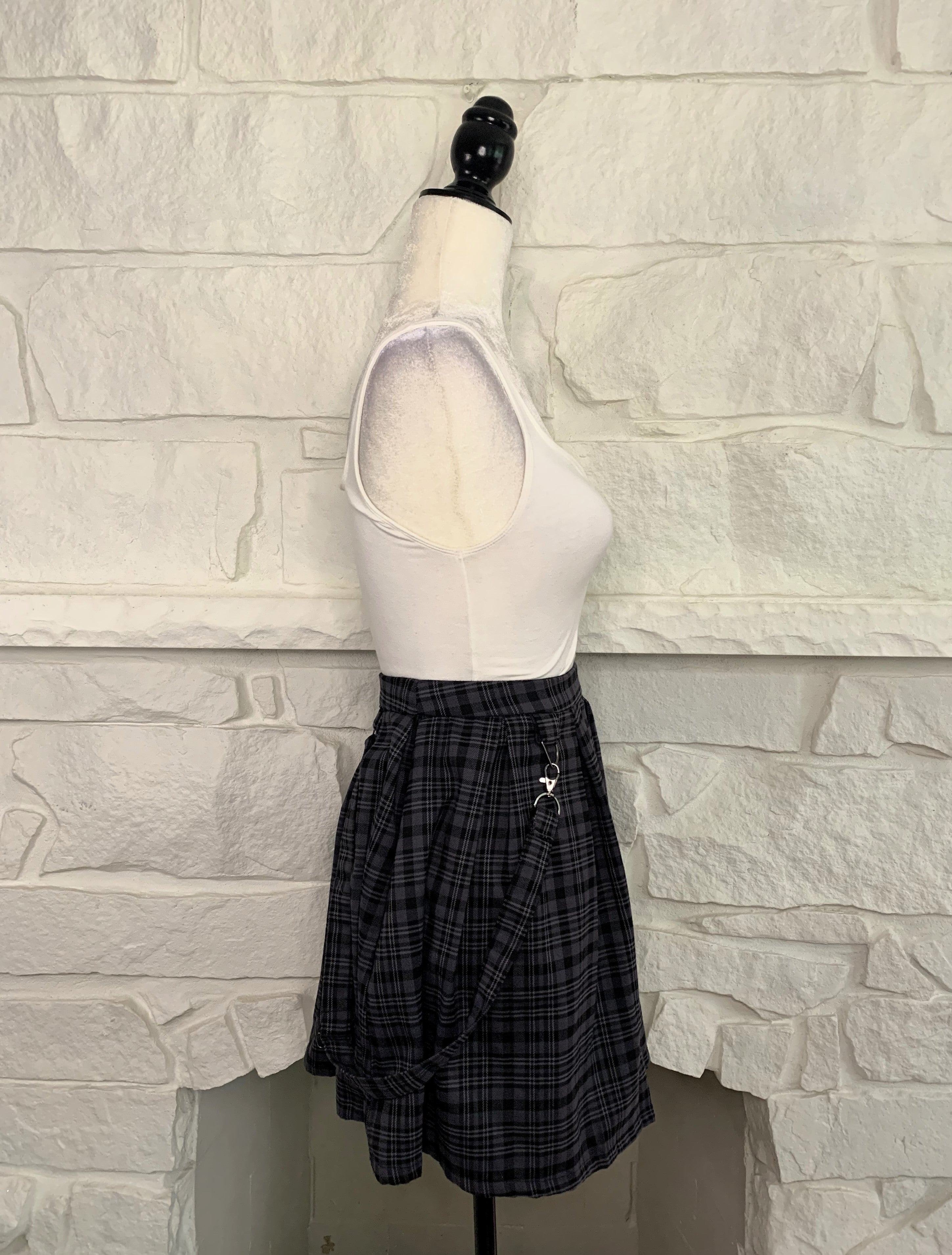 Plaid Suspender Skirt