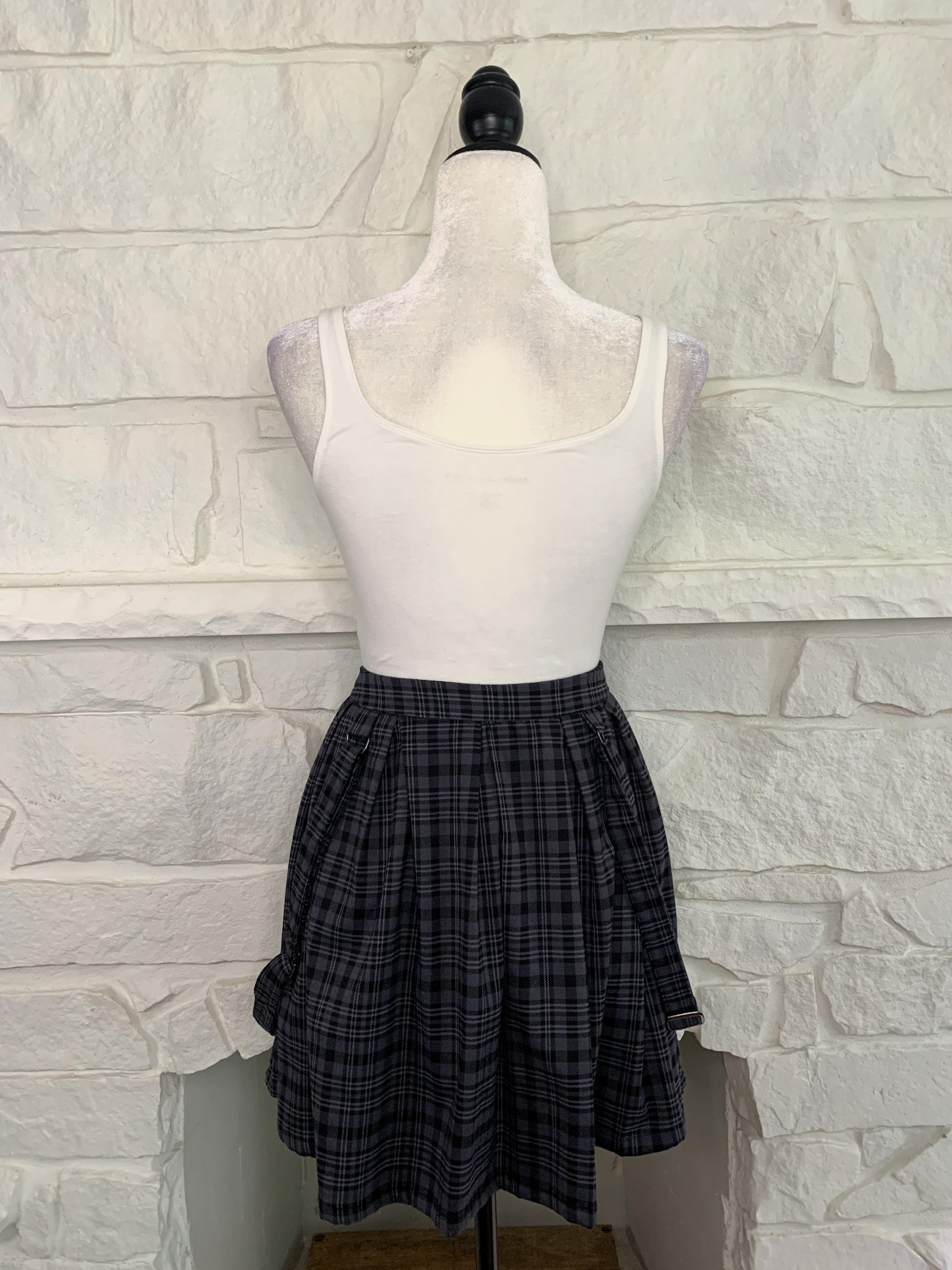 Plaid Suspender Skirt