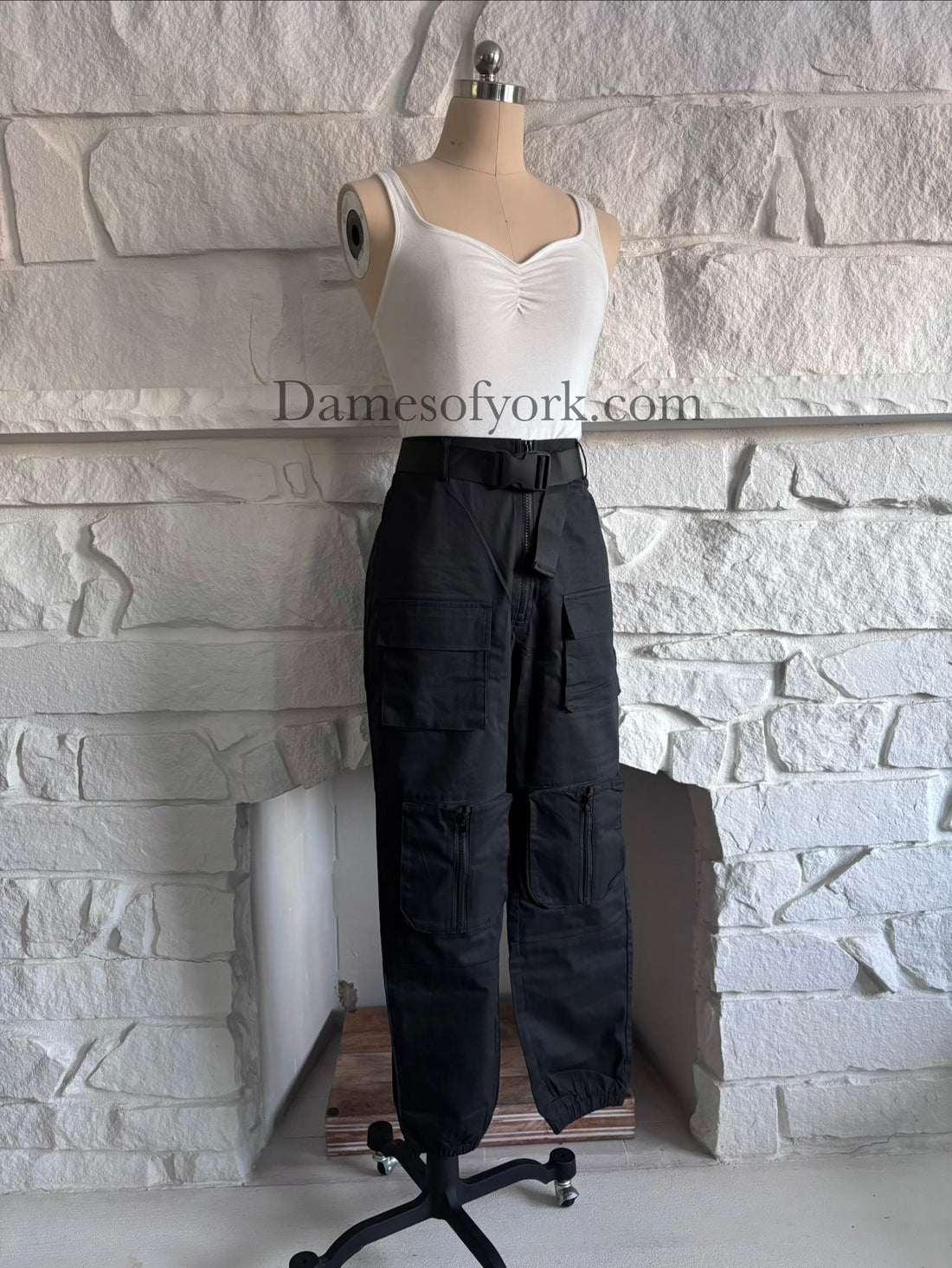 Angled view of the Utility Lock Cargo Pants showing the oversized cargo pockets and utility belt detail.
