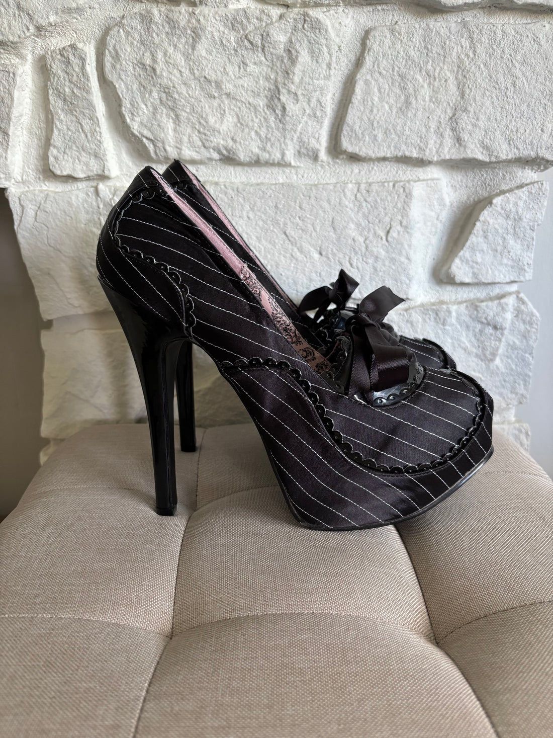 Pinstripe Platform Heels