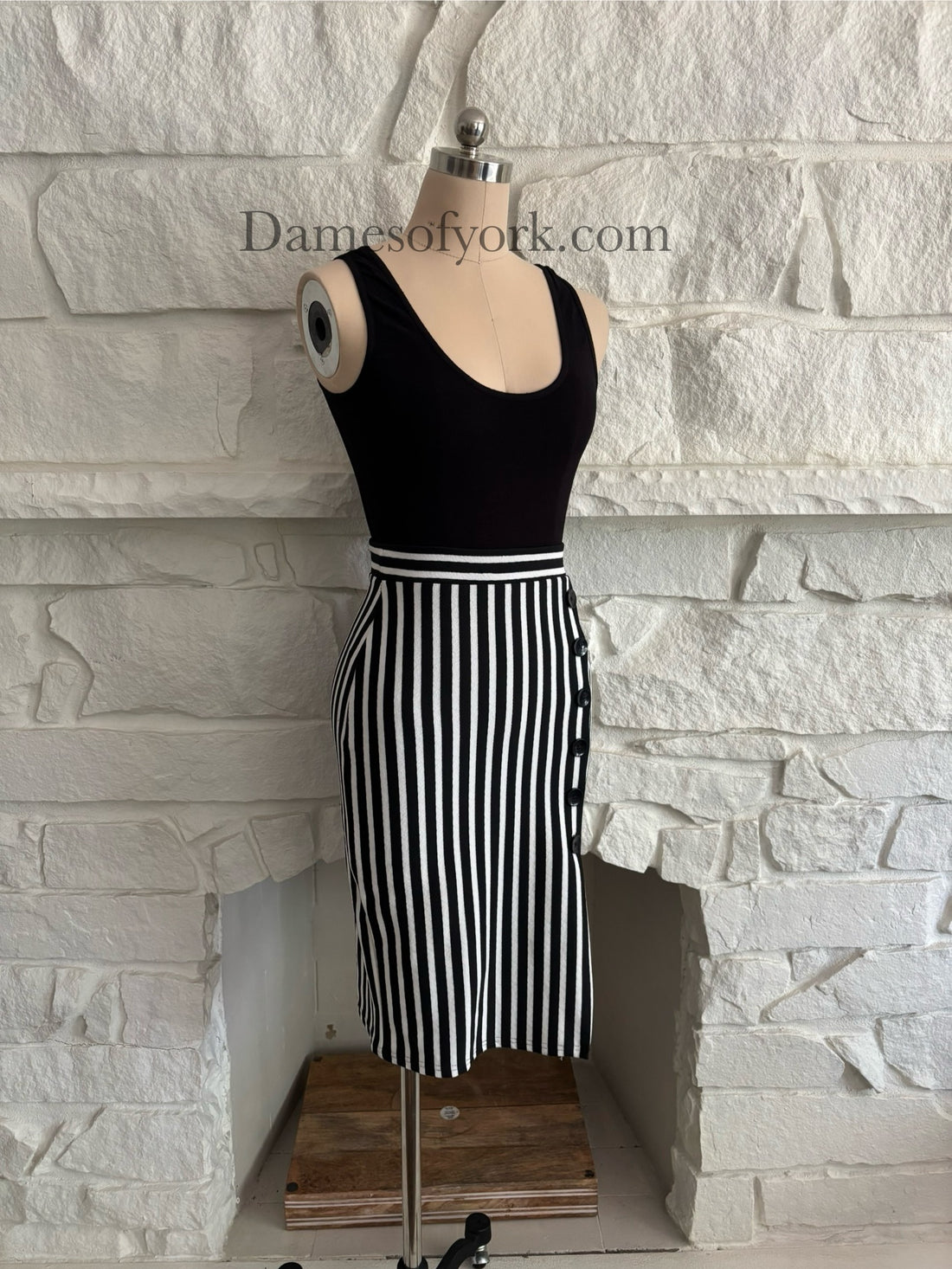 Black and White Striped Skirt