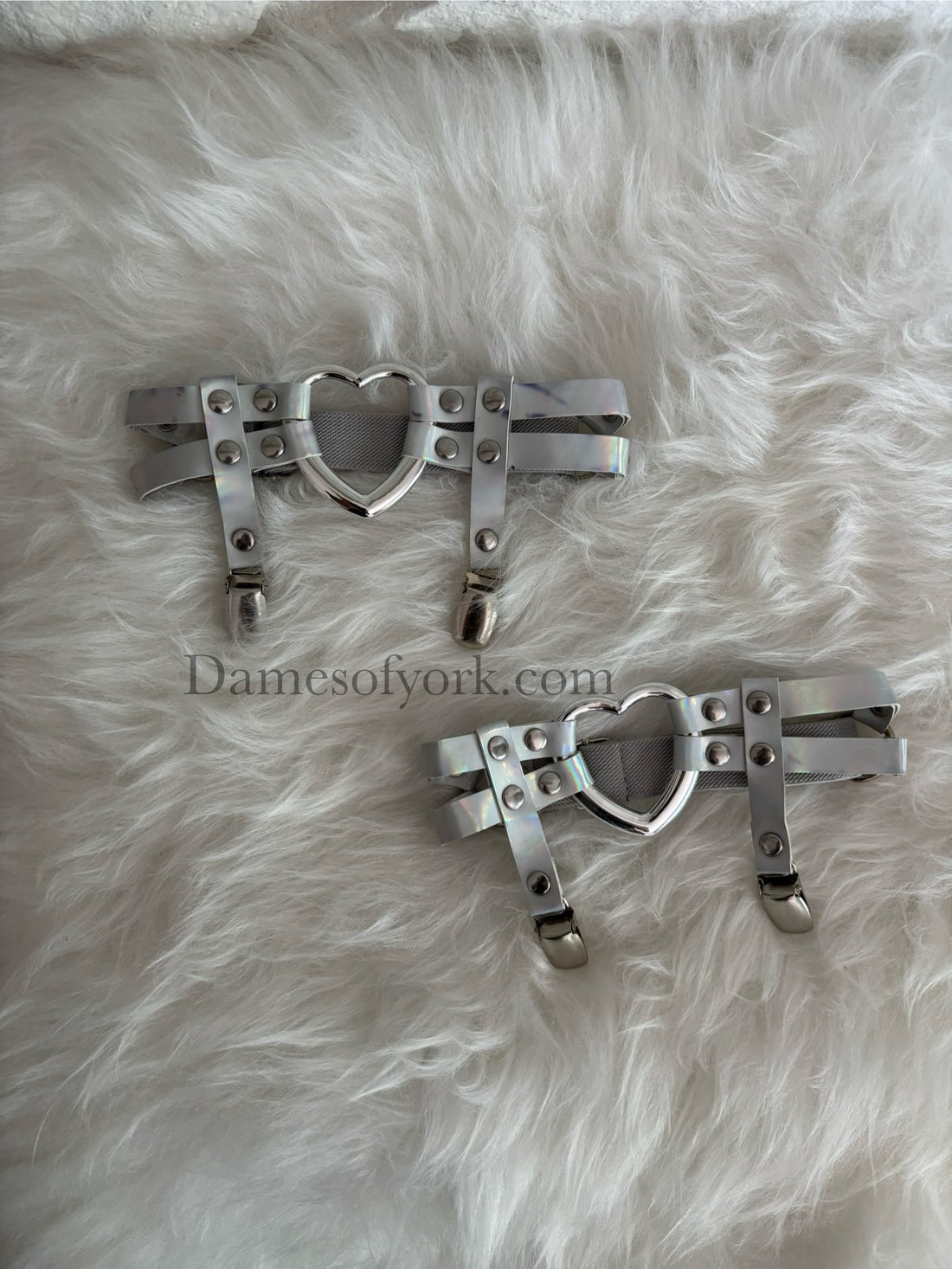Holographic Heart Thigh Garters
