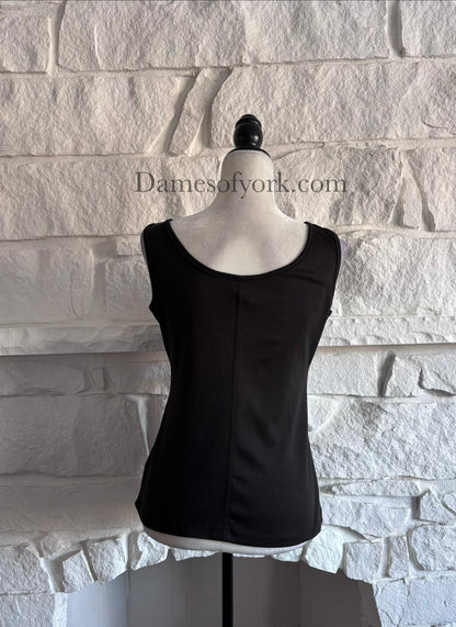 Back view of the Knightfall Lace Up Tank showing the simple black tank design and fitted shape.