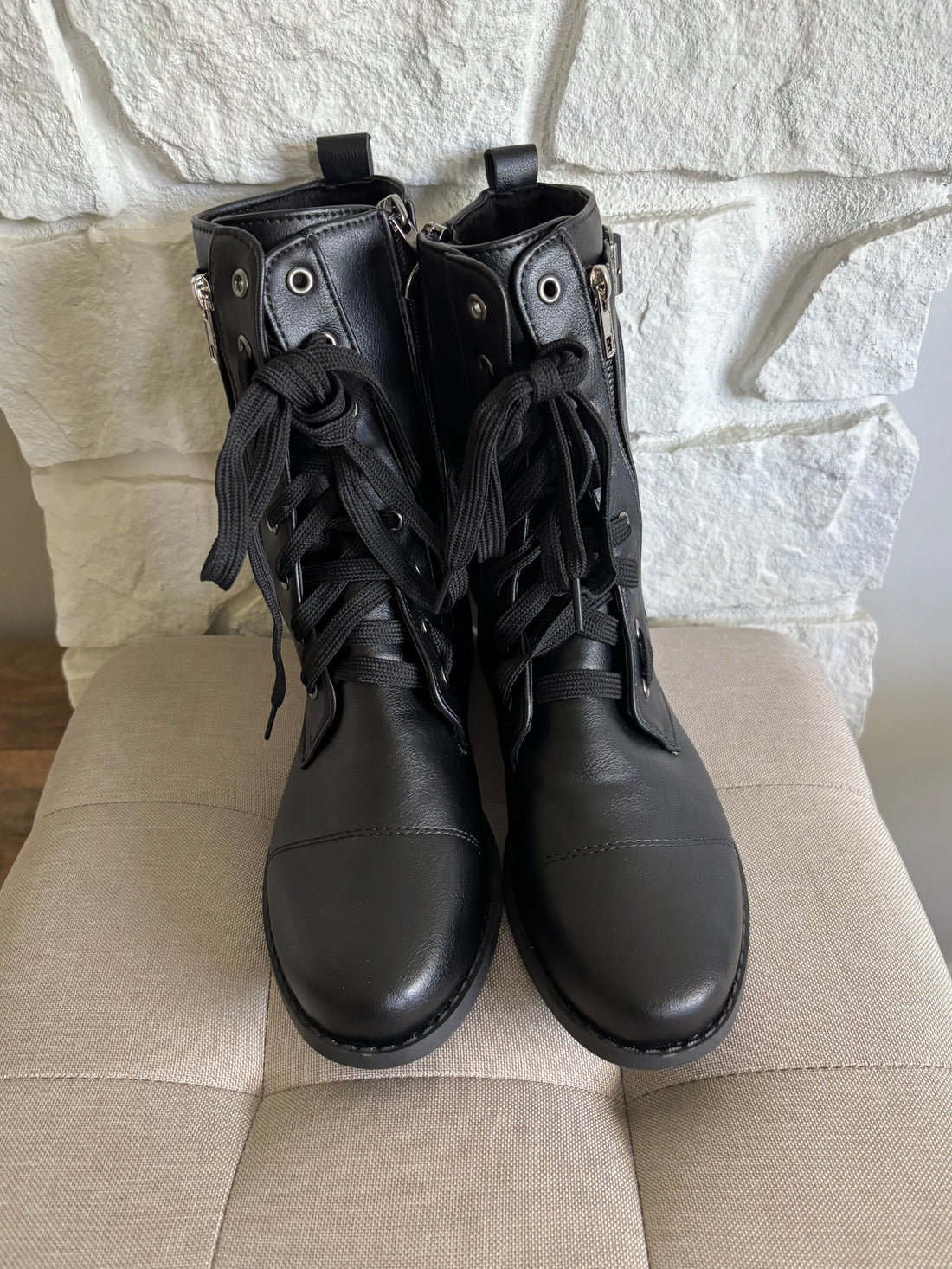 Pleather Combat Boots