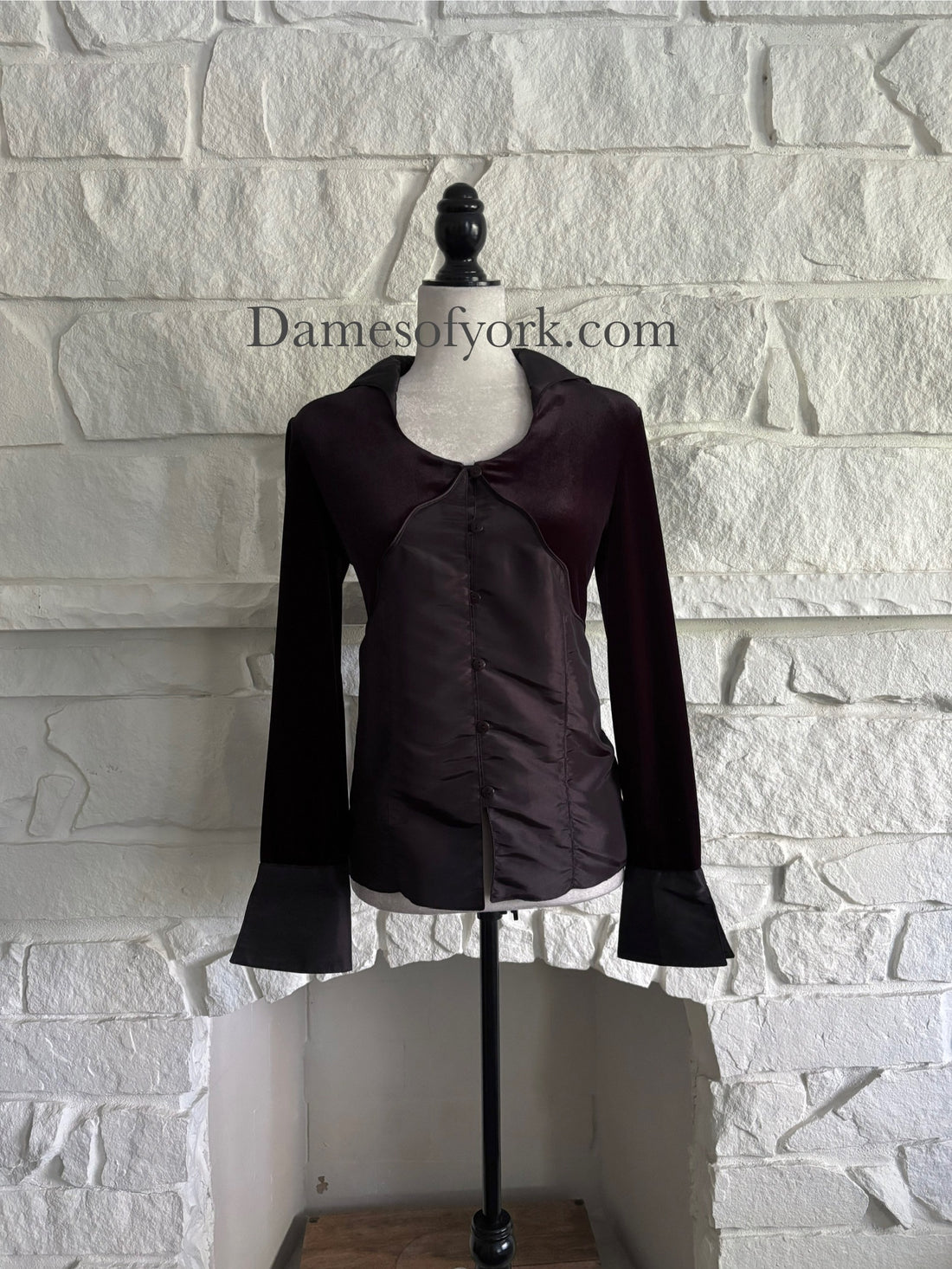 Velvet Contrast Panel Blouse