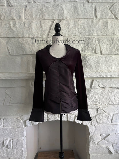 Velvet Contrast Panel Blouse