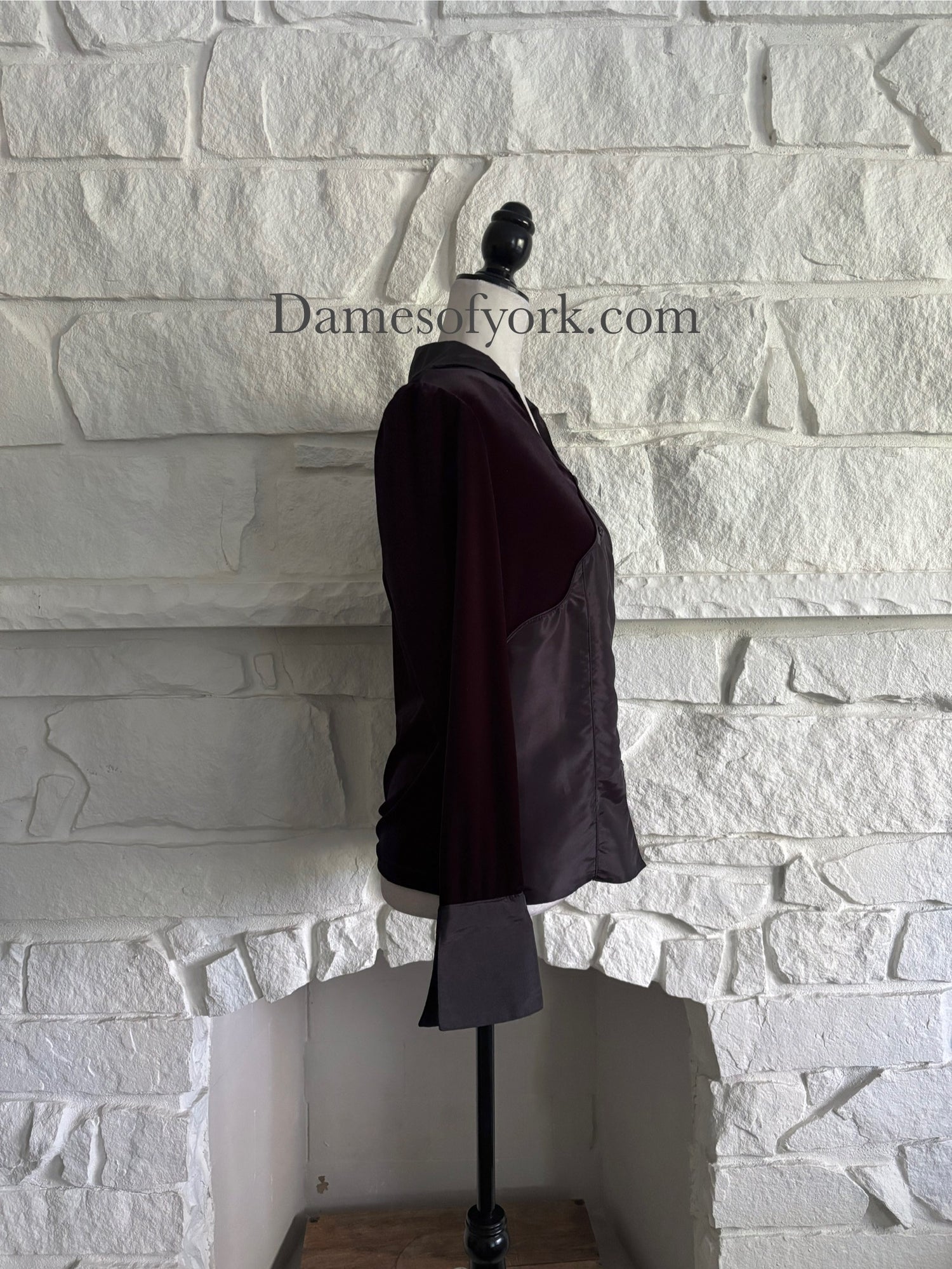 Velvet Contrast Panel Blouse
