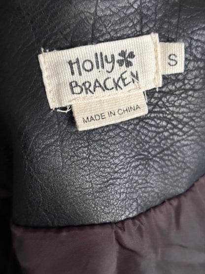 Floral Embroidered Faux Leather Jacket