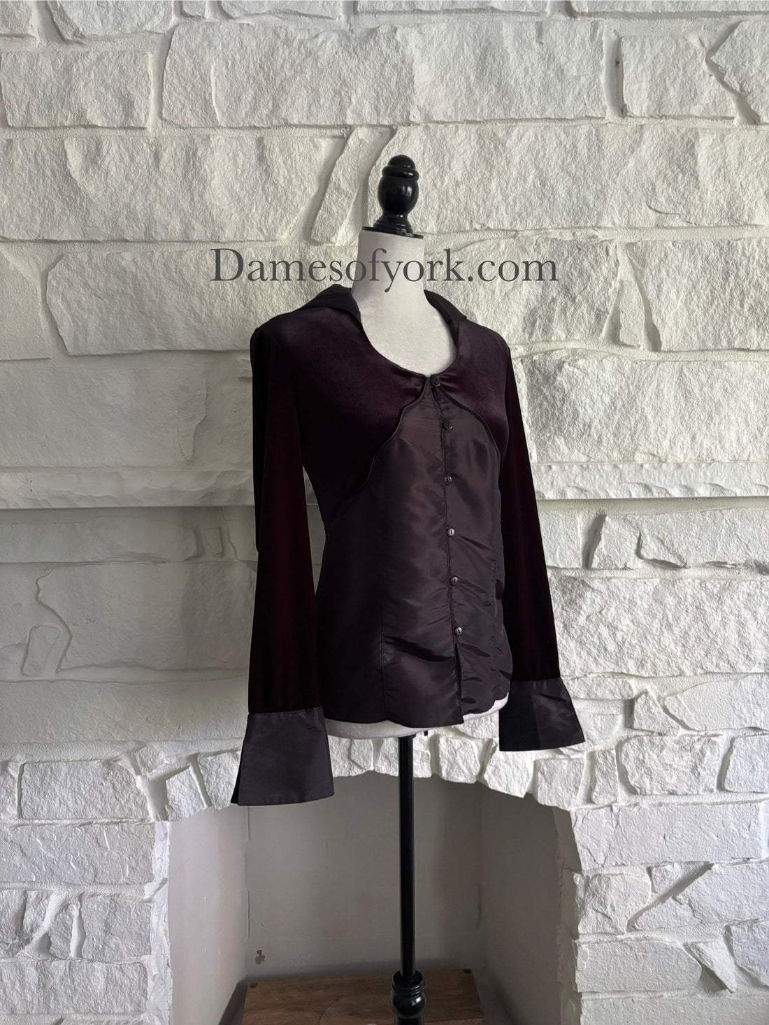 Velvet Contrast Panel Blouse
