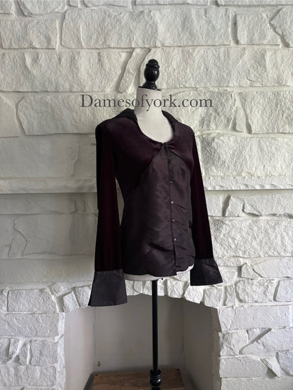 Velvet Contrast Panel Blouse