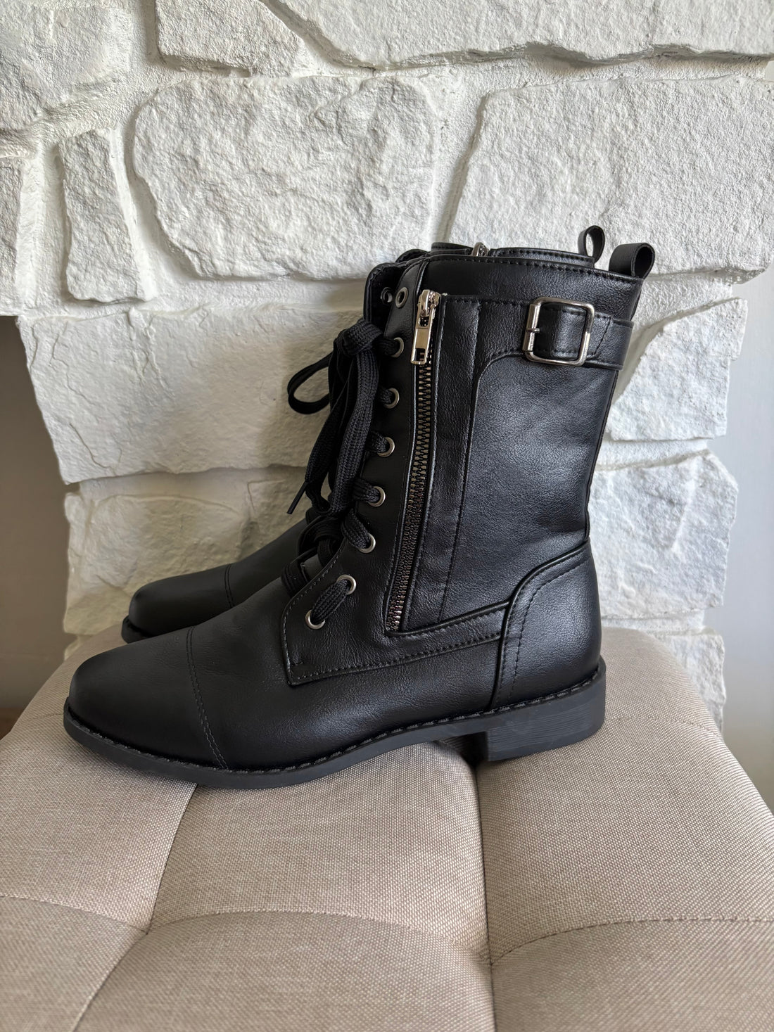 Pleather Combat Boots