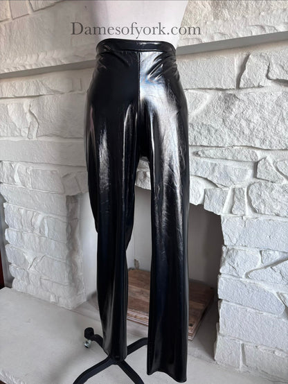 Close-up detail of the Glossy PVC Leggings featuring the shiny black PVC material.