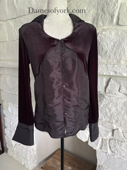 Velvet Contrast Panel Blouse