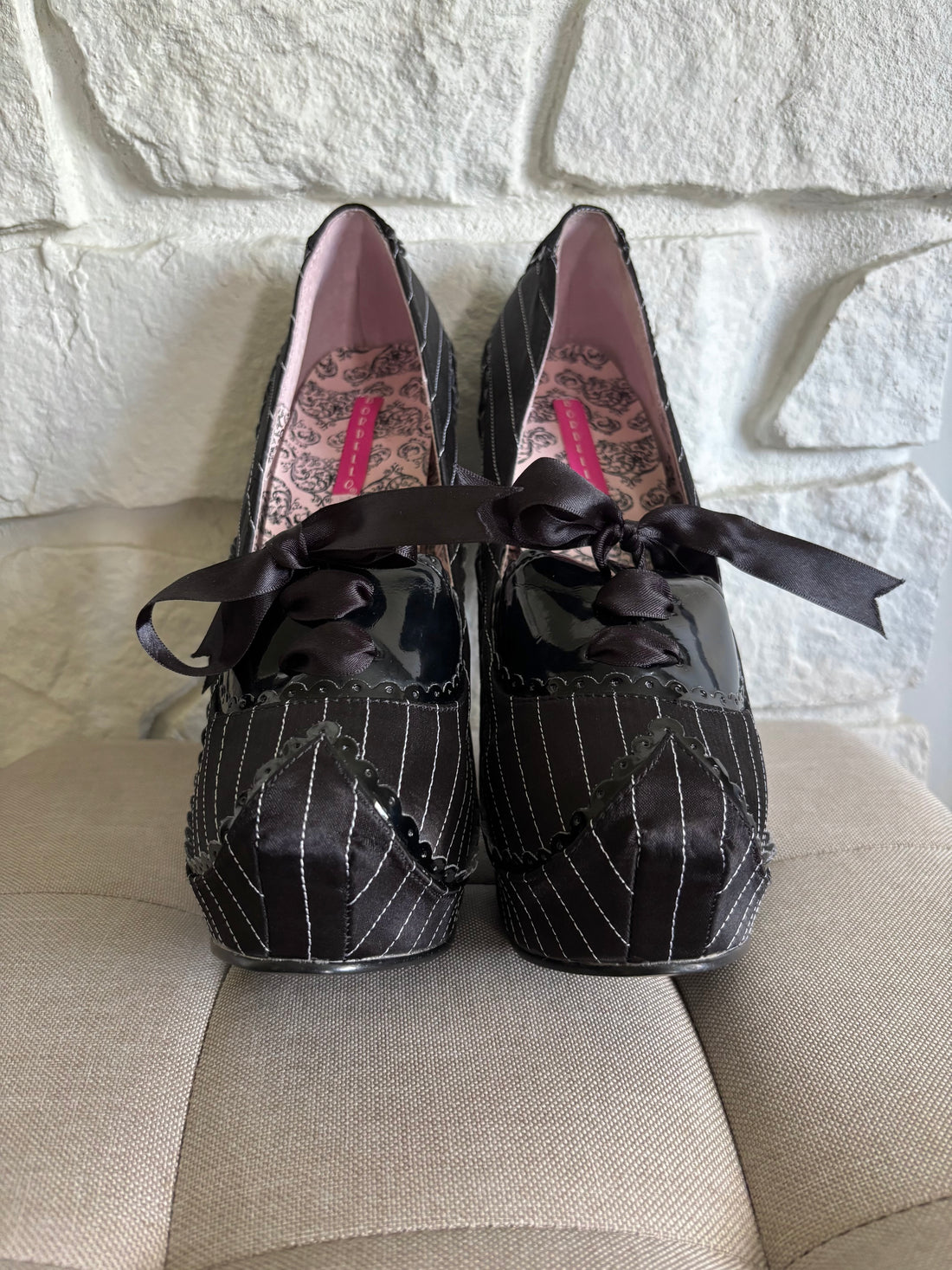 Pinstripe Platform Heels