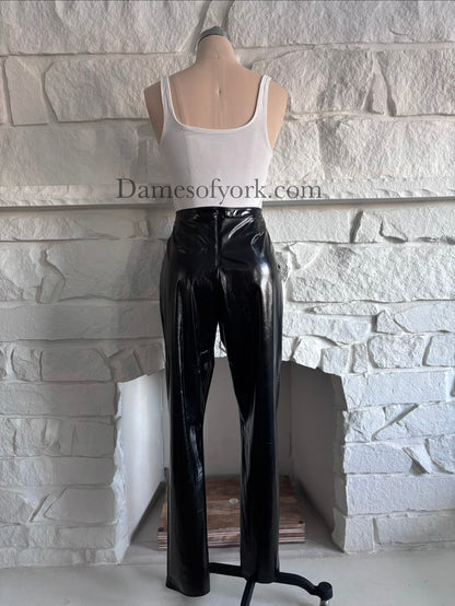 Back view of the Glossy PVC Leggings showing the zipper closure and fitted silhouette.