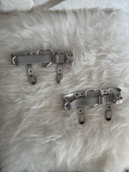 Holographic Heart Thigh Garters