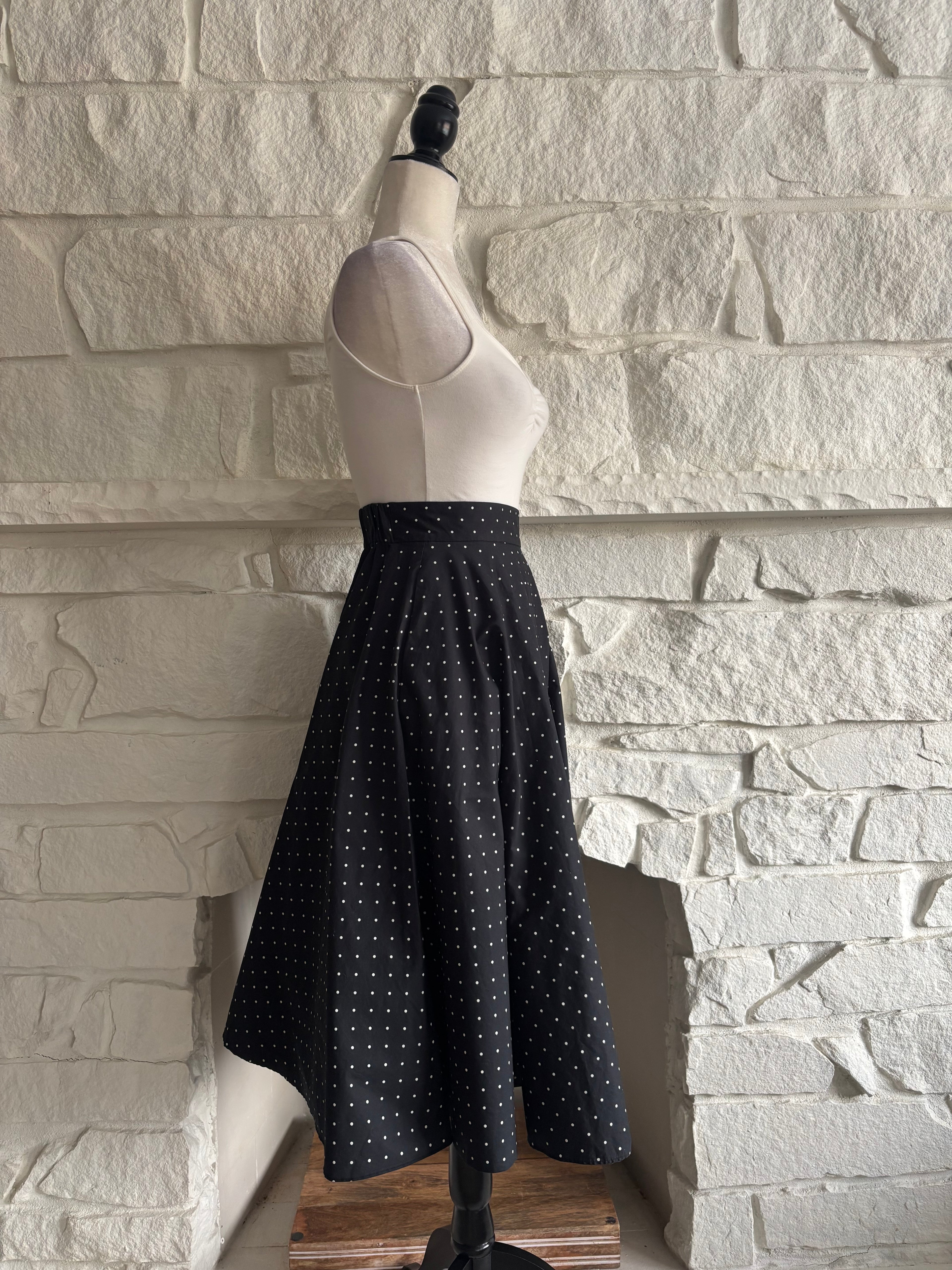 Polka-Dot Flared Skirt