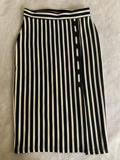 Black and White Striped Skirt