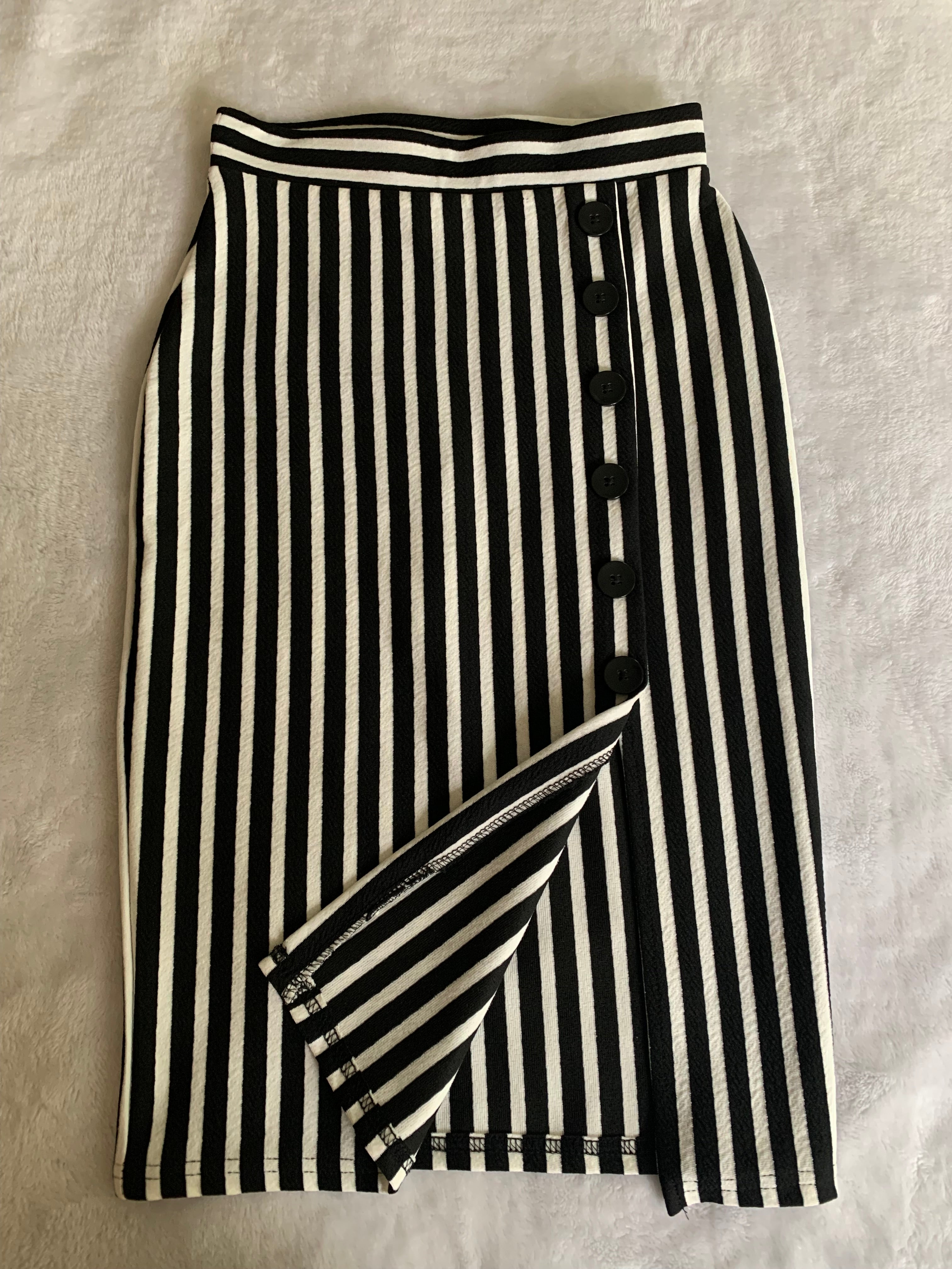 Black and White Striped Skirt