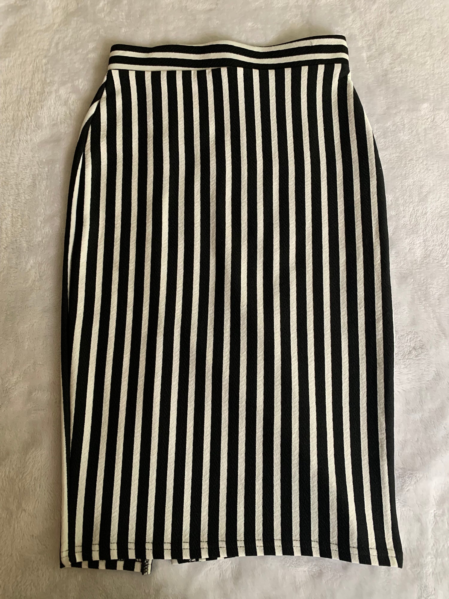 Black and White Striped Skirt