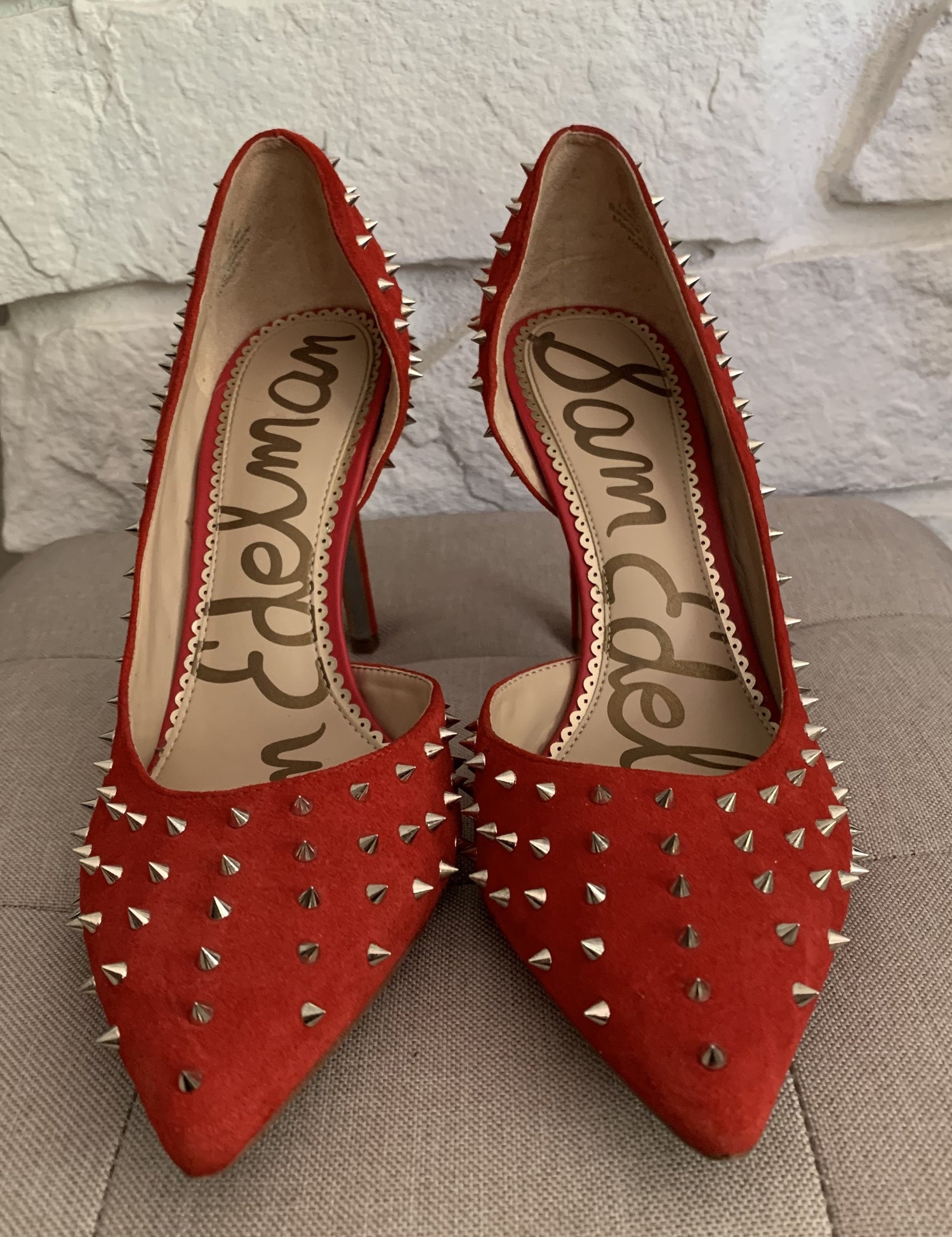 Red Spiked Heels