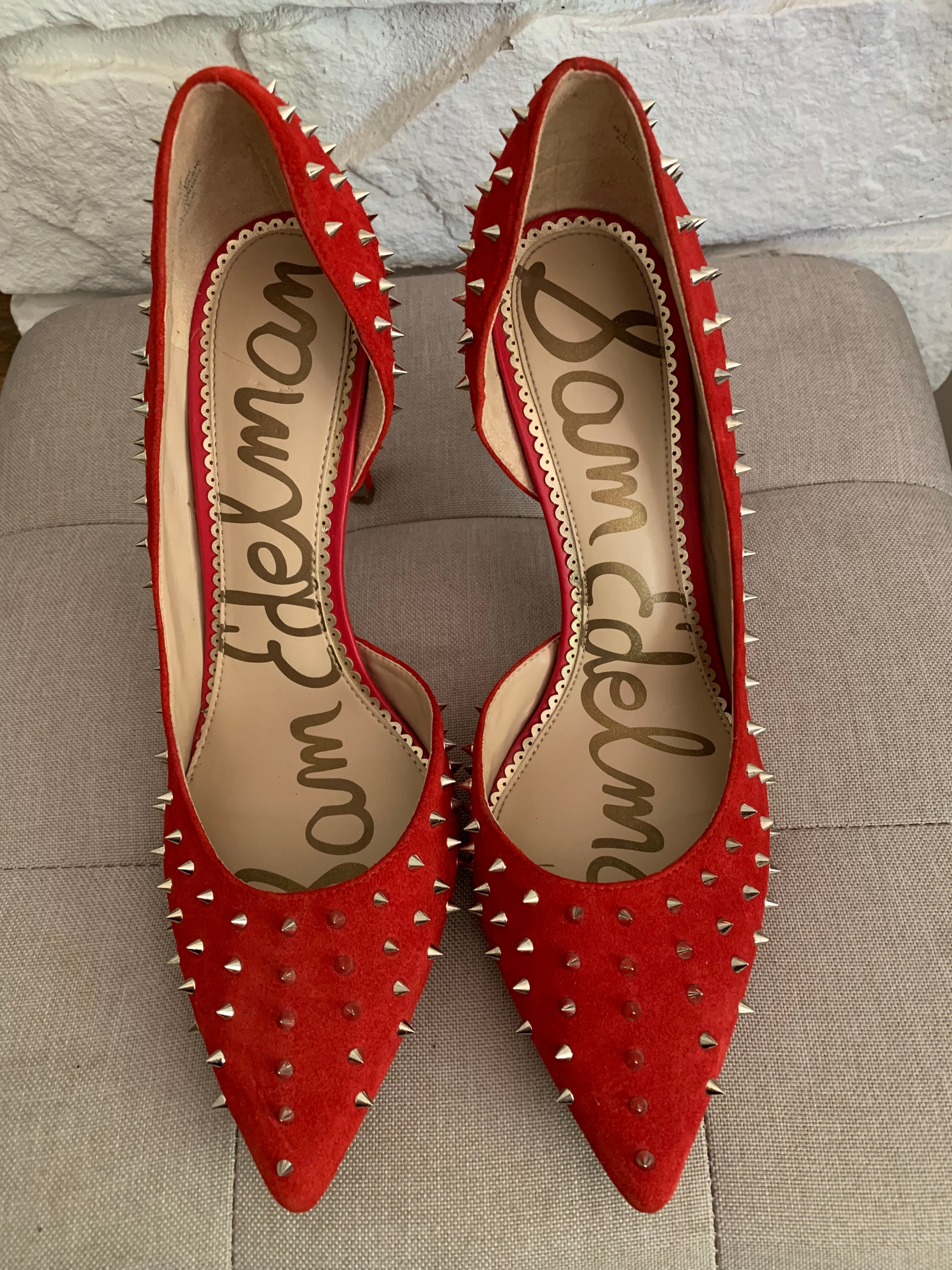 Red Spiked Heels