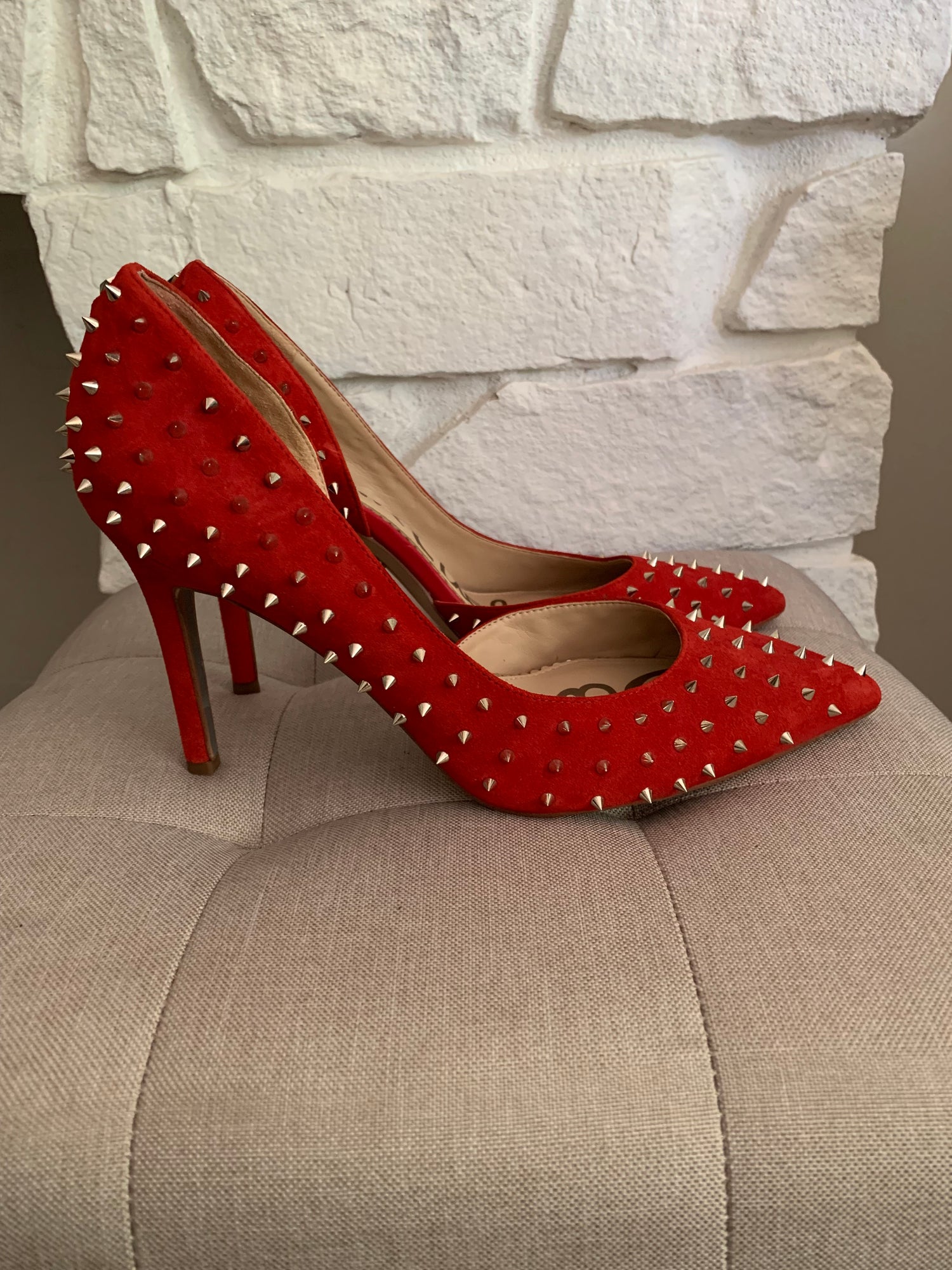 Red Spiked Heels