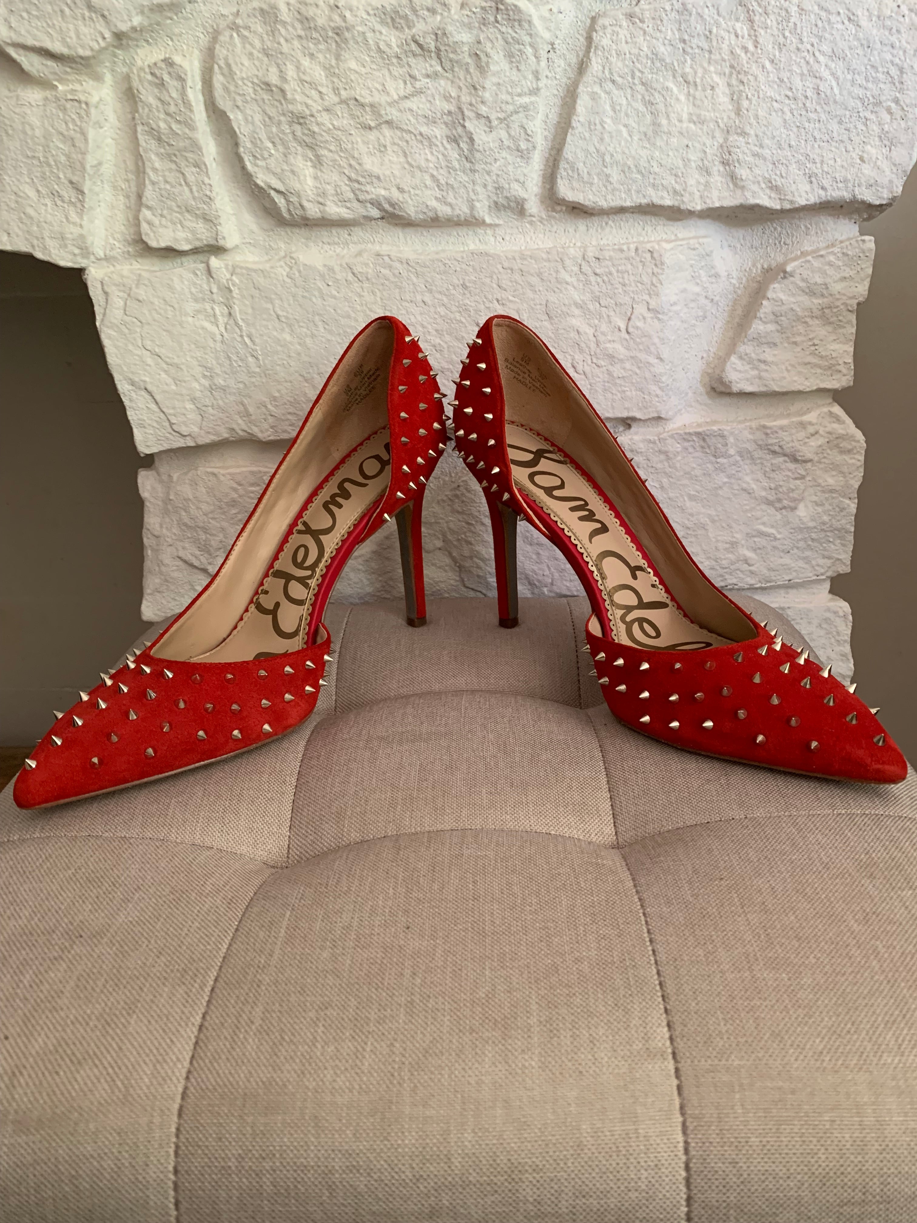 Red Spiked Heels