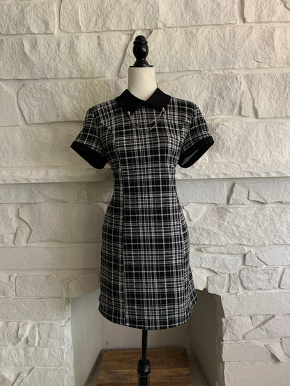 Plaid Dress with Skull Pins