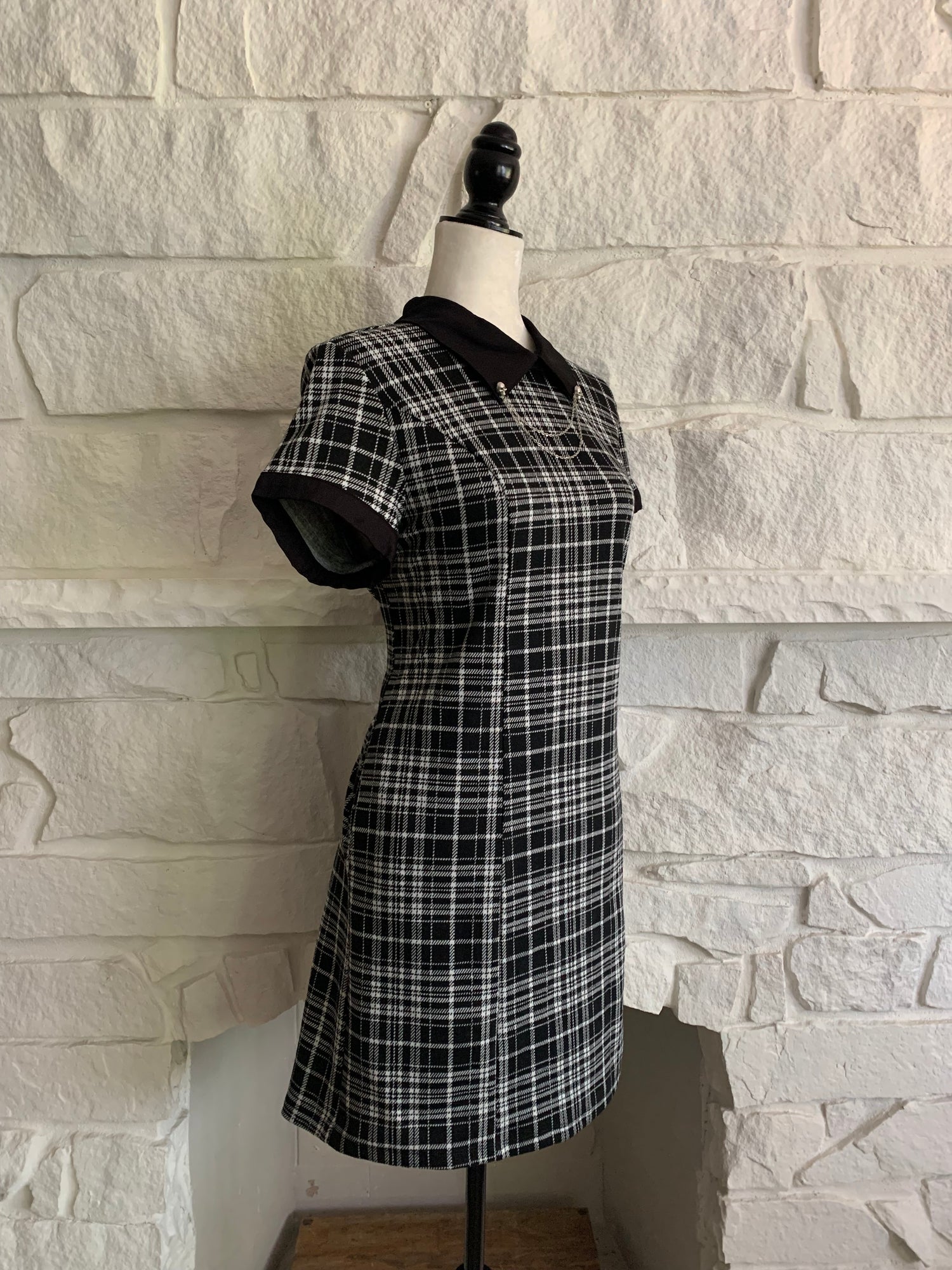 Plaid Dress with Skull Pins